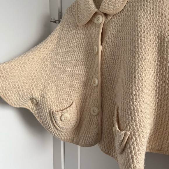 Luisa Spagnoli cream wool knit cape sweater jacket - One size - Picture 4 of 6